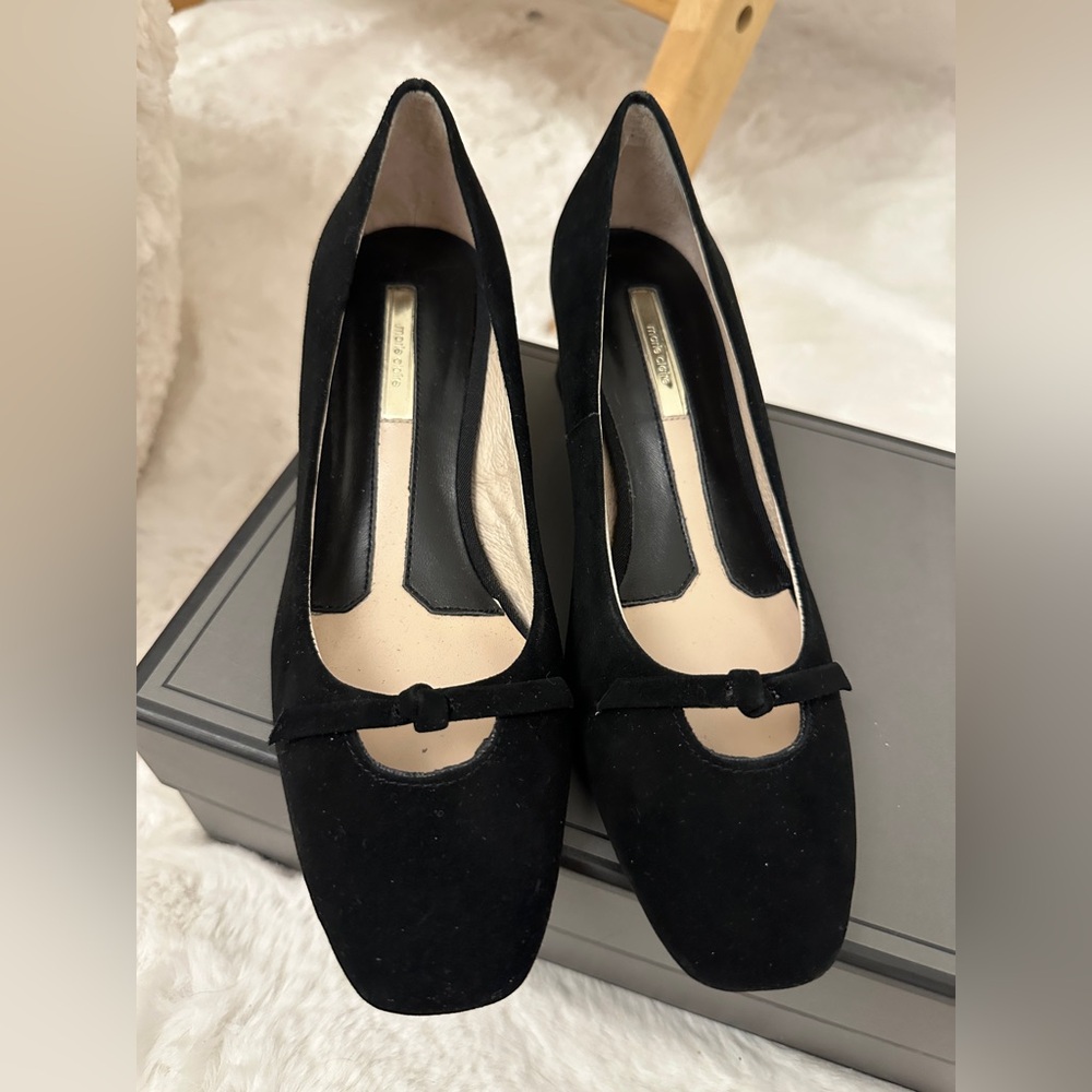 Marie Claire Black Square Toe Bow Pumps